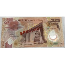 PAPUA NEW GUINEA 2007 . TWENTY 20 KINA BANKNOTE . SPECIMEN